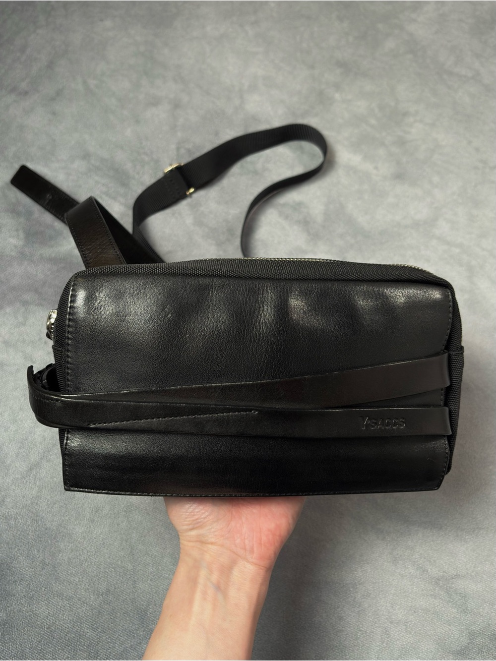 Yohji Yamamoto Y’saccs Vintage Black Leather Strap Archive Crossbody Shoulder Ba - Picture 4 of 12